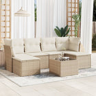 7-Delige Loungeset Met Kussens Poly Rattan Beige