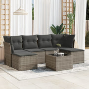 Loungeset 7-delig poly rattan grijs