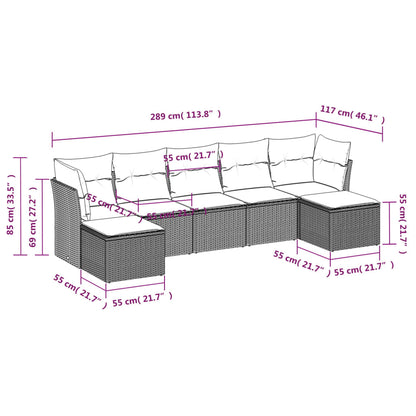 7-Delige Loungeset Met Kussens Poly Rattan Zwart