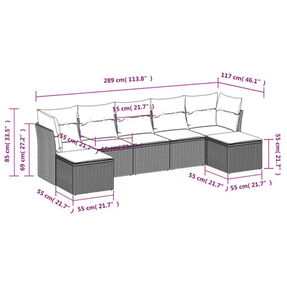 7-Delige Loungeset Met Kussens Poly Rattan Zwart
