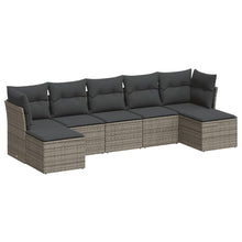 7-Delige Loungeset Met Kussens Poly Rattan Grijs