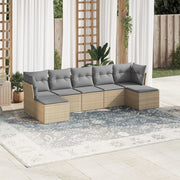 Loungeset 7-delig poly rattan lichtgrijs