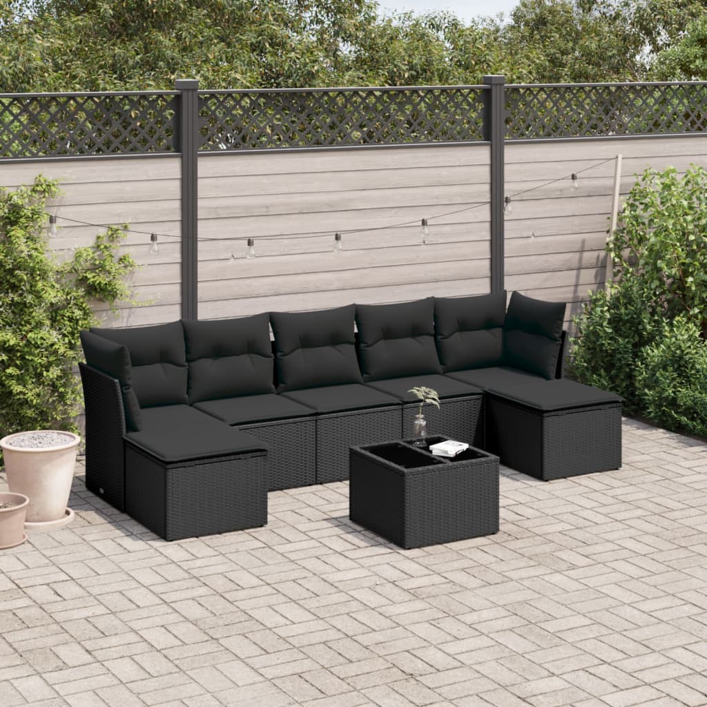 10-Delige Loungeset Met Kussens Poly Rattan Beige Blauw