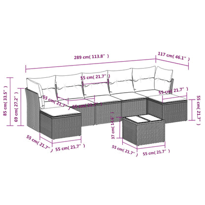 8-Delige Loungeset Met Kussens Poly Rattan Zwart