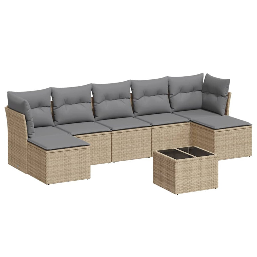 8-Delige Loungeset Met Kussens Poly Rattan Beige