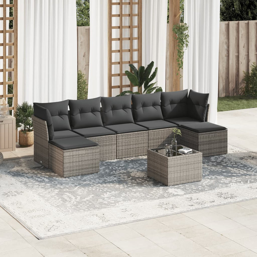10-Delige Loungeset Met Kussens Poly Rattan Beige Blauw