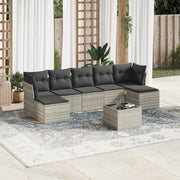 Loungeset 8-delig poly rattan lichtgrijs