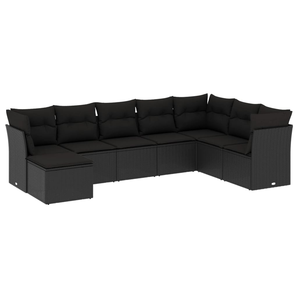8-Delige Loungeset Met Kussens Poly Rattan Zwart