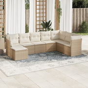 Loungeset 8-delig poly rattan beige