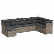 Loungeset 8-delig poly rattan grijs