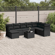 Loungeset 9-delig poly rattan zwart