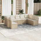 9-delige Loungeset met kussens poly rattan beige beige and cream Met tafel