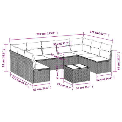 0-delige Loungeset met kussens poly rattan Zwart en crème Zonder tafel