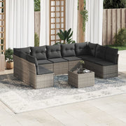 10-piece Lounge Set with Cushions Poly Rattan Grey