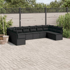 10-Delige Loungeset Met Kussens Poly Rattan Zwart