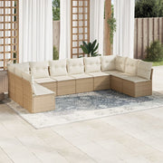 Loungeset 10-delig poly rattan beige