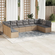 Loungeset 10-delig poly rattan beige