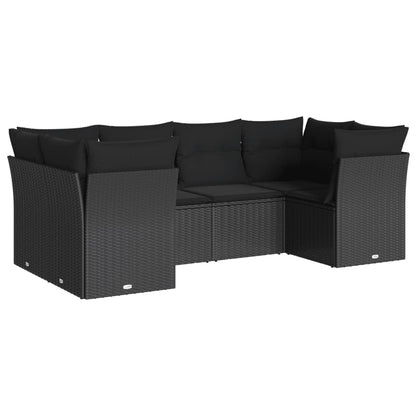 6-Delige Loungeset Met Kussens Poly Rattan Zwart