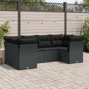 Loungeset 6-delig poly rattan zwart