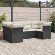 Loungeset 6-delig poly rattan zwart