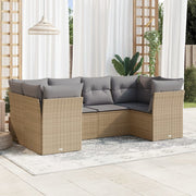Loungeset 6-delig poly rattan beige
