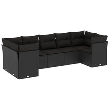 7-Delige Loungeset Met Kussens Poly Rattan Zwart