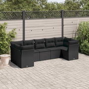Loungeset 7-delig poly rattan zwart