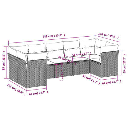 7-Delige Loungeset Met Kussens Poly Rattan Zwart
