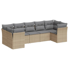 7-Delige Loungeset Met Kussens Poly Rattan Beige