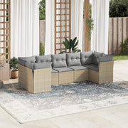 Loungeset 7-delig poly rattan beige