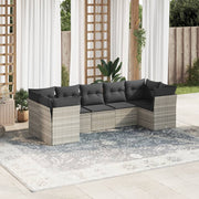 Loungeset 7-delig poly rattan lichtgrijs