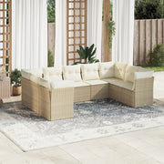 Loungeset 9-delig poly rattan beige