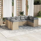 9-piece Lounge Set with Cushions Poly Rattan Beige