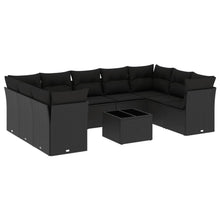 10-Delige Loungeset Met Kussens Poly Rattan Zwart