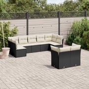Loungeset 9-delig poly rattan zwart