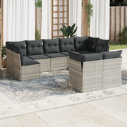 Loungeset 9-delig poly rattan lichtgrijs