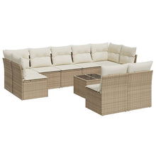 10-Delige Loungeset Met Kussens Poly Rattan Beige