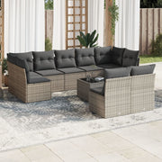 Loungeset 10-delig poly rattan grijs