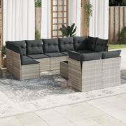 Loungeset 10-delig poly rattan lichtgrijs
