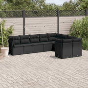Loungeset 9-delig poly rattan zwart