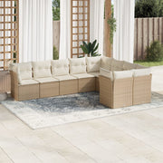 Loungeset 9-delig poly rattan beige