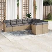 Loungeset 9-delig poly rattan beige