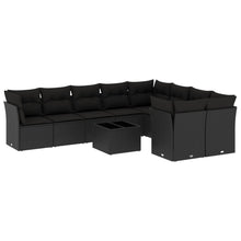 10-Delige Loungeset Met Kussens Poly Rattan Zwart