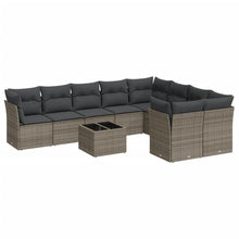 10-Delige Loungeset Met Kussens Poly Rattan Grijs