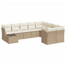 10-Delige Loungeset Met Kussens Poly Rattan Beige