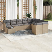 Loungeset 10-delig poly rattan beige