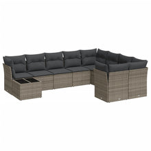 10-Delige Loungeset Met Kussens Poly Rattan Grijs