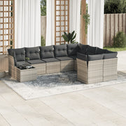 Loungeset 10-delig poly rattan lichtgrijs