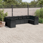 Loungeset 10-delig poly rattan zwart
