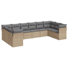 10-delige Loungeset met kussens poly rattan beige Beige en grijs Zonder tafel